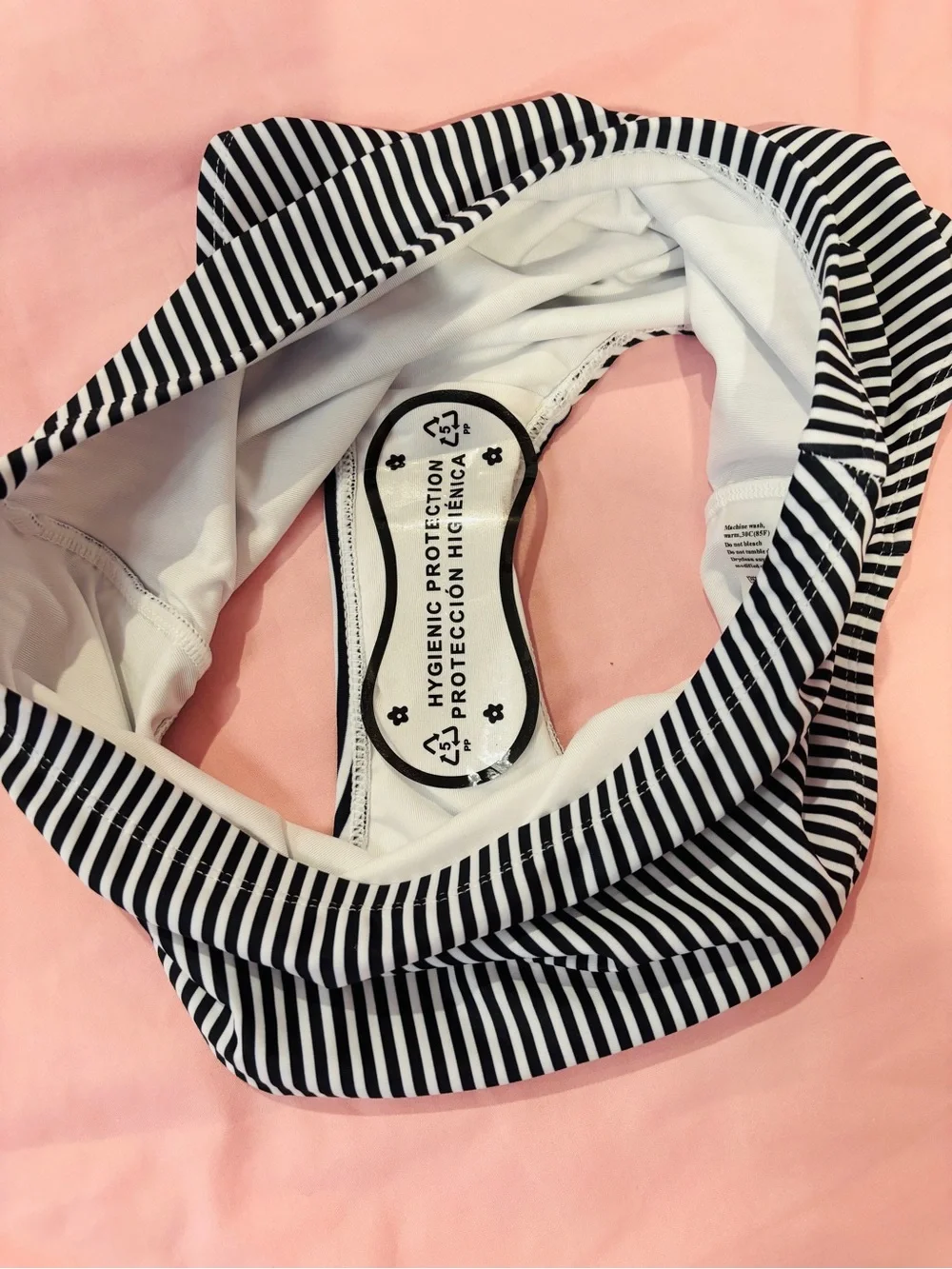 NWT Black & White Striped High Waisted Bikini Size Small
